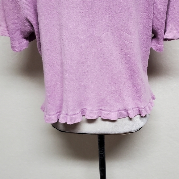 Y2K Vintage R&K Originals Lilac Floral Embroidered Cropped Ruffle V-neck Top 16 - Picture 12 of 14